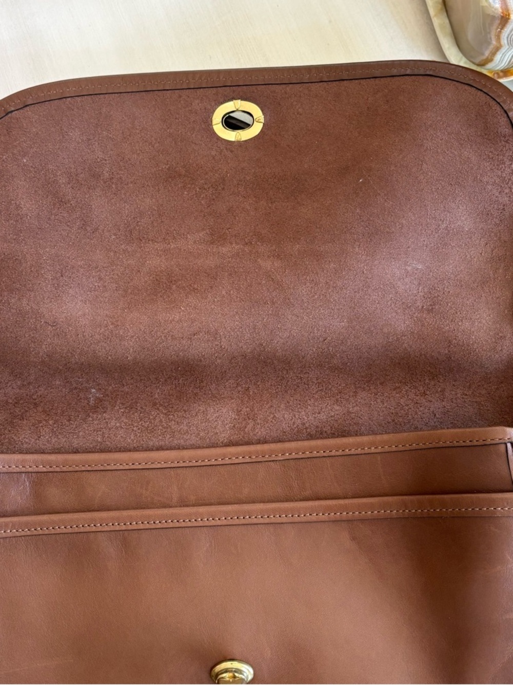 Coach Brown Leather Crossbody with Gold-Tone Turnlock - Picture 4 of 11